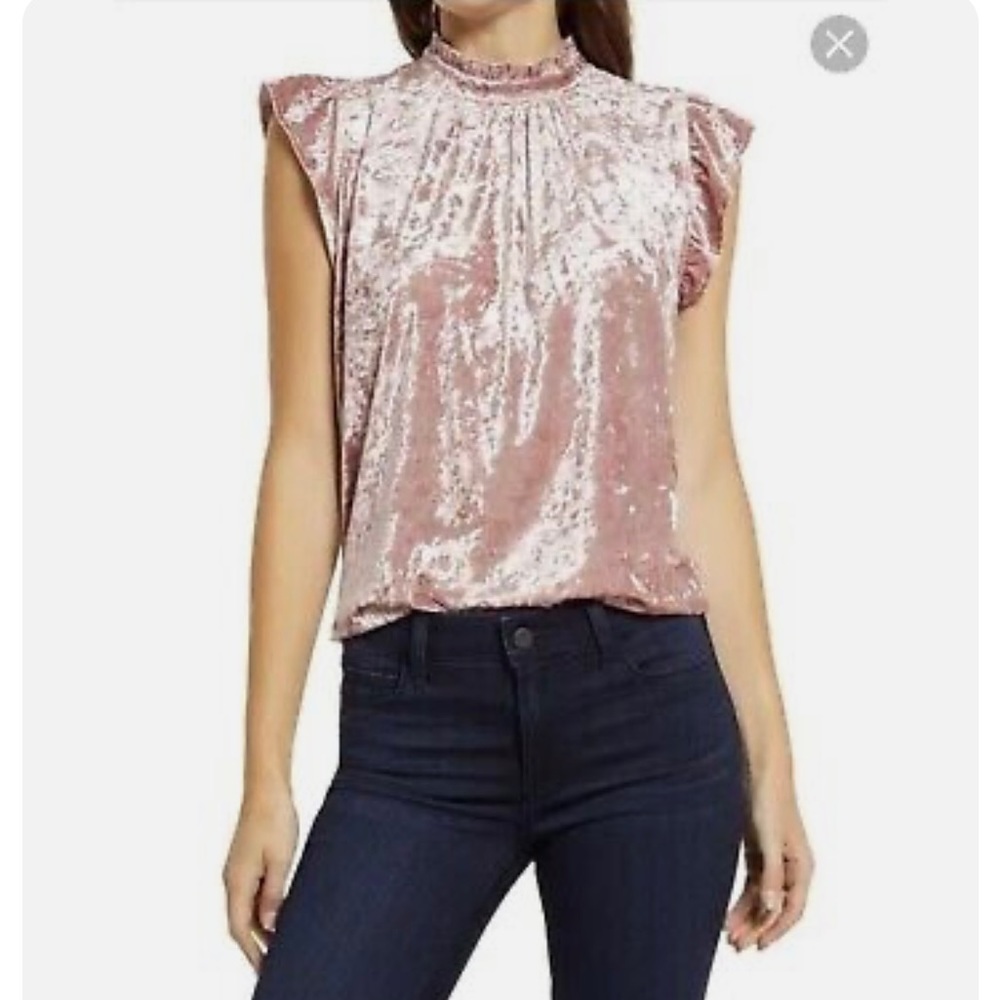 Gibsonlook Pink Crushed Velvet Blouse